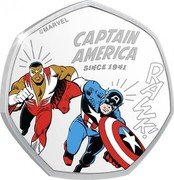 Cook Islands 25 Cents Captain America. The Falcon 2021 Proof CAPTAIN AMERICA SINCE 1941 © MARVEL RAWK coin reverse Cook Islands 25 Cents Captain America. The Falcon 2021 Proof CAPTAIN AMERICA SINCE 1941 © MARVEL RAWK coin reverse