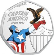 Cook Islands 25 Cents Captain America. The Patriot 2021 Proof CAPTAIN AMERICA SINCE 1941 © MARVEL coin reverse Cook Islands 25 Cents Captain America. The Patriot 2021 Proof CAPTAIN AMERICA SINCE 1941 © MARVEL coin reverse
