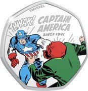 Cook Islands 25 Cents Captain America. The Red Skull 2021 Proof CAPTAIN AMERICA SINCE 1941 © MARVEL THWAK coin reverse Cook Islands 25 Cents Captain America. The Red Skull 2021 Proof CAPTAIN AMERICA SINCE 1941 © MARVEL THWAK coin reverse