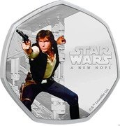 Cook Islands 25 Cents Star Wars A New Hope. Han Solo 2022 STAR WARS TM A NEW HOPE © & TM LUCASFILM LTD coin reverse Cook Islands 25 Cents Star Wars A New Hope. Han Solo 2022 STAR WARS TM A NEW HOPE © & TM LUCASFILM LTD coin reverse