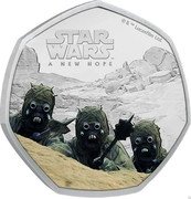 Cook Islands 25 Cents Star Wars A New Hope. Tusken Raiders 2022 STAR WARS TM A NEW HOPE © & TM LUCASFILM LTD coin reverse Cook Islands 25 Cents Star Wars A New Hope. Tusken Raiders 2022 STAR WARS TM A NEW HOPE © & TM LUCASFILM LTD coin reverse