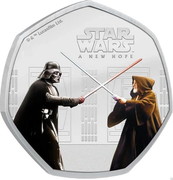 Cook Islands 25 Cents Star Wars A New Hope. We Meet Again at Last 2022 STAR WARS TM A NEW HOPE © & TM LUCASFILM LTD coin reverse Cook Islands 25 Cents Star Wars A New Hope. We Meet Again at Last 2022 STAR WARS TM A NEW HOPE © & TM LUCASFILM LTD coin reverse