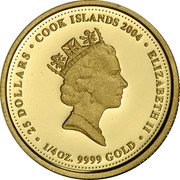 Cook Islands 25 Dollars 2004 Proof KM# 1145 Dependency of New Zealand/Decimal Coinage coin obverse Cook Islands 25 Dollars 2004 Proof KM# 1145 Dependency of New Zealand/Decimal Coinage coin obverse