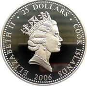 Cook Islands 25 Dollars Birthday of the Emperor 2006 Proof KM# 1622 ELIZABETH II 25 DOLLARS COOK ISLANDS 2006 coin obverse Cook Islands 25 Dollars Birthday of the Emperor 2006 Proof KM# 1622 ELIZABETH II 25 DOLLARS COOK ISLANDS 2006 coin obverse