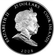 Cook Islands 25 Dollars Queen Elizabeth I 2008 Proof KM# 1628 ELIZABETH II 25 DOLLARS COOK ISLANDS 2008 coin obverse Cook Islands 25 Dollars Queen Elizabeth I 2008 Proof KM# 1628 ELIZABETH II 25 DOLLARS COOK ISLANDS 2008 coin obverse