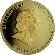 Cook Islands 25 Dollars 140th Anniversary of the Pultusk Meteorite 2008 Proof KM# 1423 ELIZABETH II COOK ISLANDS 25 DOLLARS coin obverse Cook Islands 25 Dollars 140th Anniversary of the Pultusk Meteorite 2008 Proof KM# 1423 ELIZABETH II COOK ISLANDS 25 DOLLARS coin obverse