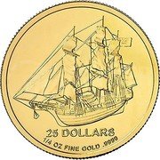 Cook Islands 25 Dollars Elizabeth II Bounty 2009 KM# 1475 25 DOLLARS 1/4 OZ FINE GOLD .9999 coin reverse Cook Islands 25 Dollars Elizabeth II Bounty 2009 KM# 1475 25 DOLLARS 1/4 OZ FINE GOLD .9999 coin reverse
