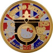 Cook Islands 25 Dollars Kitty Shield 2009 Proof KM# 1229 HELLO KITTY $25 © '76, '09 SANRIO CO.,LTD. coin reverse Cook Islands 25 Dollars Kitty Shield 2009 Proof KM# 1229 HELLO KITTY $25 © '76, '09 SANRIO CO.,LTD. coin reverse