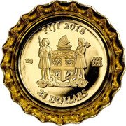 Fiji 25 Dollars Coca-Cola 2018  Proof FIJI 2018 12G .999 FINE GOLD 25 DOLLARS coin obverse Fiji 25 Dollars Coca-Cola 2018  Proof FIJI 2018 12G .999 FINE GOLD 25 DOLLARS coin obverse