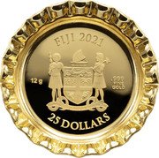 Fiji 25 Dollars Coca-Cola. Israel Edition 2021  Proof FIJI 2021 12G .999 FINE GOLD 25 DOLLARS coin obverse Fiji 25 Dollars Coca-Cola. Israel Edition 2021  Proof FIJI 2021 12G .999 FINE GOLD 25 DOLLARS coin obverse