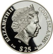 Cook Islands 25 Dollars (Year of the Tiger) IRB ELIZABETH II COOK ISLANDS 5 OZ $25 AG999 coin obverse Cook Islands 25 Dollars (Year of the Tiger) IRB ELIZABETH II COOK ISLANDS 5 OZ $25 AG999 coin obverse