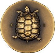 Cook Islands 250 Dollars Charles III Tortoise 2023  Antiqued C I coin reverse