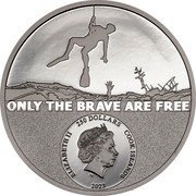 Cook Islands 250 Dollars (Real Hero - Coast Guard) ONLY THE BRAVE ARE FREE ELIZABETH II 250 DOLLARS COOK ISLANDS 2023 coin obverse Cook Islands 250 Dollars (Real Hero - Coast Guard) ONLY THE BRAVE ARE FREE ELIZABETH II 250 DOLLARS COOK ISLANDS 2023 coin obverse