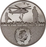 Cook Islands 250 Dollars (Real Hero - Special Forces) ONLY THE BRAVE ARE FREE ELIZABETH II 250 DOLLARS COOK ISLANDS 2022 coin obverse Cook Islands 250 Dollars (Real Hero - Special Forces) ONLY THE BRAVE ARE FREE ELIZABETH II 250 DOLLARS COOK ISLANDS 2022 coin obverse