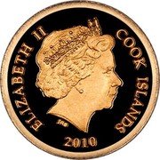 Cook Islands 5 Dollars Elizabeth II St. George and the Dragon 2010 Proof KM# 1532 ELIZABETH II COOK ISLANDS IRB 2010 coin obverse