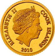 Cook Islands 5 Dollars Mexican Cuauhtemoc Gold Investment 2010 Proof KM# 1531 ELIZABETH II COOK ISLANDS 2010 coin obverse