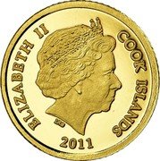 Cook Islands 5 Dollars 20 Years of Russian gold Ballerina coinage 2011 Proof KM# 1533 ELIZABETH II COOK ISLANDS IRB 2011 coin obverse Cook Islands 5 Dollars 20 Years of Russian gold Ballerina coinage 2011 Proof KM# 1533 ELIZABETH II COOK ISLANDS IRB 2011 coin obverse
