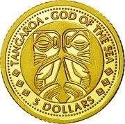 Cook Islands 5 Dollars Tiki Art Tangaroa 2011 Proof KM# 1504 TANGAROA GOD OF THE SEA 5 DOLLARS coin reverse Cook Islands 5 Dollars Tiki Art Tangaroa 2011 Proof KM# 1504 TANGAROA GOD OF THE SEA 5 DOLLARS coin reverse
