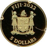 Fiji 5 Dollars (70th Anniversary of the Reign of Queen Elizabeth II) FIJI 2022 REREVKA NA KALOU KA DOKA NA TUI 5 DOLLARS coin obverse Fiji 5 Dollars (70th Anniversary of the Reign of Queen Elizabeth II) FIJI 2022 REREVKA NA KALOU KA DOKA NA TUI 5 DOLLARS coin obverse