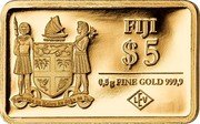 Fiji 5 Dollars Biggest Gold and Silver Mining Country 2019 FIJI 2019 REREVAKA NA KALOU KA DOKA NA TUI $5 0.5 G .9999 FINEST GOLD coin obverse Fiji 5 Dollars Biggest Gold and Silver Mining Country 2019 FIJI 2019 REREVAKA NA KALOU KA DOKA NA TUI $5 0.5 G .9999 FINEST GOLD coin obverse