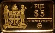 Fiji 5 Dollars (St. Peter's Basilica) FIJI $5 1/100 OZ FINE GOLD 999,9 REREVAKA NA KALOU KA DOKA NA TUI coin obverse