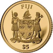 Fiji 5 Dollars (Unitied Nations. Justice) FIJI $5 REREVAKA NA KALOU KA DOKA NA TUI coin obverse Fiji 5 Dollars (Unitied Nations. Justice) FIJI $5 REREVAKA NA KALOU KA DOKA NA TUI coin obverse