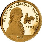 Fiji 5 Dollars (Wolfgang Amadeus Mozart 230th Anniversary) 1791 WOLFRANG AMADEUS MOZART 2021 coin reverse Fiji 5 Dollars (Wolfgang Amadeus Mozart 230th Anniversary) 1791 WOLFRANG AMADEUS MOZART 2021 coin reverse