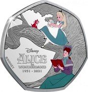 Cook Islands 50 Cents (70th Anniversary - Alice in Wonderland. In My World) ALICE IN WONDERLAND 1951 - 2021 DISNEY ©DISNEY coin reverse Cook Islands 50 Cents (70th Anniversary - Alice in Wonderland. In My World) ALICE IN WONDERLAND 1951 - 2021 DISNEY ©DISNEY coin reverse