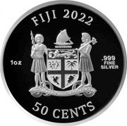 Fiji 50 Cents (Cats. Flowers. Coloured) FIJI 2022 1OZ .999 FINE SILVER 50 CENTS coin obverse Fiji 50 Cents (Cats. Flowers. Coloured) FIJI 2022 1OZ .999 FINE SILVER 50 CENTS coin obverse