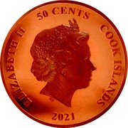 Cook Islands 50 Cents Beauty & The Beast 30th Anniversary. Enchanted Rose 2021 IRB ELIZABETH II 2021 COOK ISLANDS 50 CENTS coin obverse Cook Islands 50 Cents Beauty & The Beast 30th Anniversary. Enchanted Rose 2021 IRB ELIZABETH II 2021 COOK ISLANDS 50 CENTS coin obverse