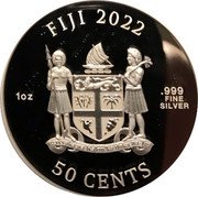 Fiji 50 Cents Dogs 2022  KM# 1047 FIJI 2022 REREVAKA NA KALOU KA DOKA NA TUI 1OZ .999 FINE SILVER 50 CENTS coin obverse Fiji 50 Cents Dogs 2022  KM# 1047 FIJI 2022 REREVAKA NA KALOU KA DOKA NA TUI 1OZ .999 FINE SILVER 50 CENTS coin obverse