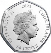Cook Islands 50 Cents (Flower Fairies - Apple Blossom) 2021 50 CENTS COOK ISLANDS ELIZABETH II coin obverse Cook Islands 50 Cents (Flower Fairies - Apple Blossom) 2021 50 CENTS COOK ISLANDS ELIZABETH II coin obverse