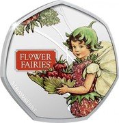 Cook Islands 50 Cents (Flower Fairies - Strawberry) FLOWER FAIRIES TM STRAWBERRY coin reverse Cook Islands 50 Cents (Flower Fairies - Strawberry) FLOWER FAIRIES TM STRAWBERRY coin reverse