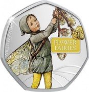 Cook Islands 50 Cents (Flower Fairies - Willow Catkin) FLOWER FAIRIES TM WILLOW CATKIN coin reverse Cook Islands 50 Cents (Flower Fairies - Willow Catkin) FLOWER FAIRIES TM WILLOW CATKIN coin reverse