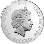 Cook Islands 50 Cents (Golden Age Shield) IRB ELIZABETH II 2021 COOK ISLANDS 50 CENTS coin obverse