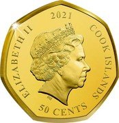 Cook Islands 50 Cents (Harry Potter - Golden Snitch) IRB ELIZABETH II 2021 COOK ISLANDS 50 CENTS coin obverse