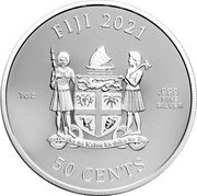 Fiji 50 Cents Street Fighter II. Ryu 2021 Proof FIJI 2021 1 OZ .999 FINE SILVER REREVAKA NA KALOU KA DOKA NA TUI 50 CENTS coin obverse Fiji 50 Cents Street Fighter II. Ryu 2021 Proof FIJI 2021 1 OZ .999 FINE SILVER REREVAKA NA KALOU KA DOKA NA TUI 50 CENTS coin obverse