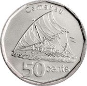 Fiji 50 Cents (Varivoce. Coloured) KM# 335a 50 CENTS CAMAKAU coin reverse Fiji 50 Cents (Varivoce. Coloured) KM# 335a 50 CENTS CAMAKAU coin reverse