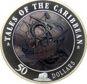 Cook Islands 50 Dollars Tales of the Caribbean 2008 KM# 800 TALES OF THE CARIBBEAN 50 DOLLARS coin reverse Cook Islands 50 Dollars Tales of the Caribbean 2008 KM# 800 TALES OF THE CARIBBEAN 50 DOLLARS coin reverse
