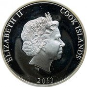 Cook Islands 50 Dollars Year of Snake 2013 Proof KM# 1591 ELIZABETH II COOK ISLANDS IRB 2013 coin obverse