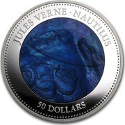 Cook Islands 50 Dollars Nautilus 2014 Proof KM# 1592 JULES VERNE NAUTILUS 50 DOLLARS coin reverse