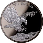 Fiji Five Dollars (Blackened Eagle) FIVE DOLLARS .999 AG 5 OZ coin reverse Fiji Five Dollars (Blackened Eagle) FIVE DOLLARS .999 AG 5 OZ coin reverse