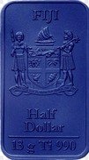 Fiji Half Dollar (Greek Falange) FIJI REREVAKA NA KALOU KA DOKA NA TUI HALF DOLLAR 13 G TI 990 coin obverse Fiji Half Dollar (Greek Falange) FIJI REREVAKA NA KALOU KA DOKA NA TUI HALF DOLLAR 13 G TI 990 coin obverse