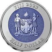 Fiji Half Dollar (International Space Station 25th Anniversary) FIJI 2023 REREVAKA NA KALOU KA DOKA NA TUI HALF DOLLAR coin obverse Fiji Half Dollar (International Space Station 25th Anniversary) FIJI 2023 REREVAKA NA KALOU KA DOKA NA TUI HALF DOLLAR coin obverse