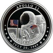 Fiji One Dollar 50th Anniversary of the Moon Landing. Coloured 2019 APOLLO 11 THE EAGLE HAS LANDED JULY 20, 1969 coin reverse Fiji One Dollar 50th Anniversary of the Moon Landing. Coloured 2019 APOLLO 11 THE EAGLE HAS LANDED JULY 20, 1969 coin reverse