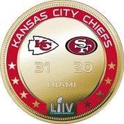 Fiji One Dollar (Chiefs Super Bowl LIV Champions. Final) 31 20 MIAMI KANSAS CITY CHIEFS L IV coin reverse Fiji One Dollar (Chiefs Super Bowl LIV Champions. Final) 31 20 MIAMI KANSAS CITY CHIEFS L IV coin reverse