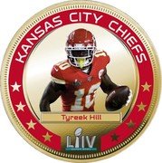 Fiji One Dollar (Chiefs Super Bowl LIV Champions. Tyreek Hill) TYREEK HILL KANSAS CITY CHIEFS L IV coin reverse