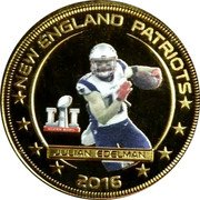 Fiji One Dollar (New England Patriots Super Bowl Championship. Julian Edelman) JULIAN EDELMAN L I SUPER BOWL NEW ENGLAND PATRIOTS 2016 coin reverse