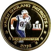 Fiji One Dollar (New England Patriots Super Bowl Championship. Rob Gronkowski) ROB GRONKOWKI L I SUPER BOWL NEW ENGLAND PATRIOTS 2016 coin reverse