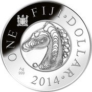 Fiji One Dollar Year of the Horse. Filigree 2014 Proof 2014 AG 999 FIJI ONE DOLLAR coin obverse